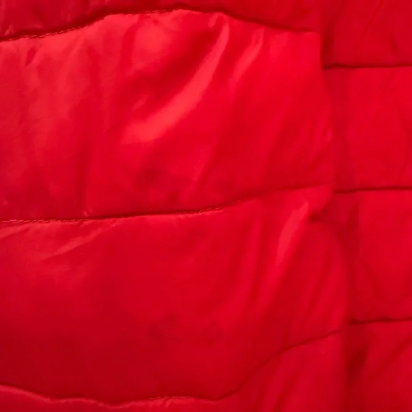 Kids Lands End Reversible Insulated Fleece Winter Jacket Red Puffy Jacket 10-12 - Picture 9 of 12